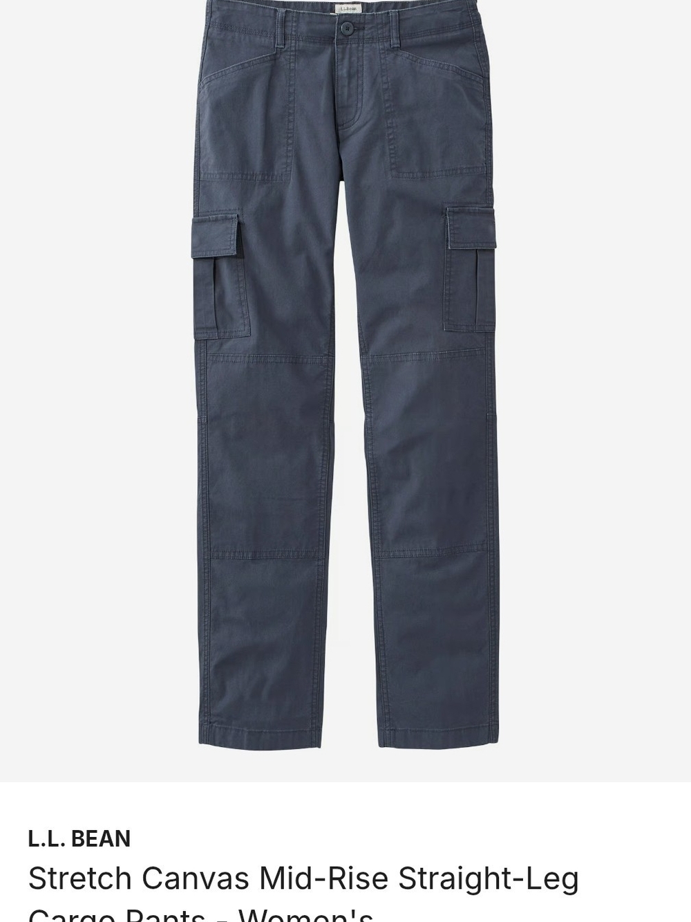 L.L. Bean Women's Navy Stretch Canvas Cargo Pants